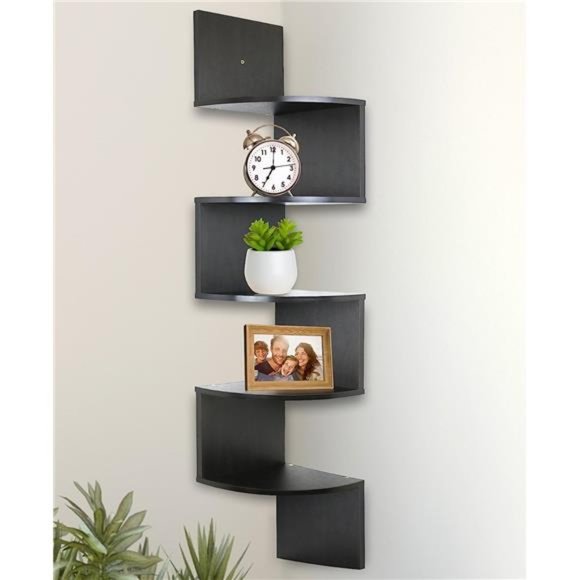 5-Tier Corner Shelves, Floating Corner Shelf, Wall Organizer Storage - Picture 1 of 5